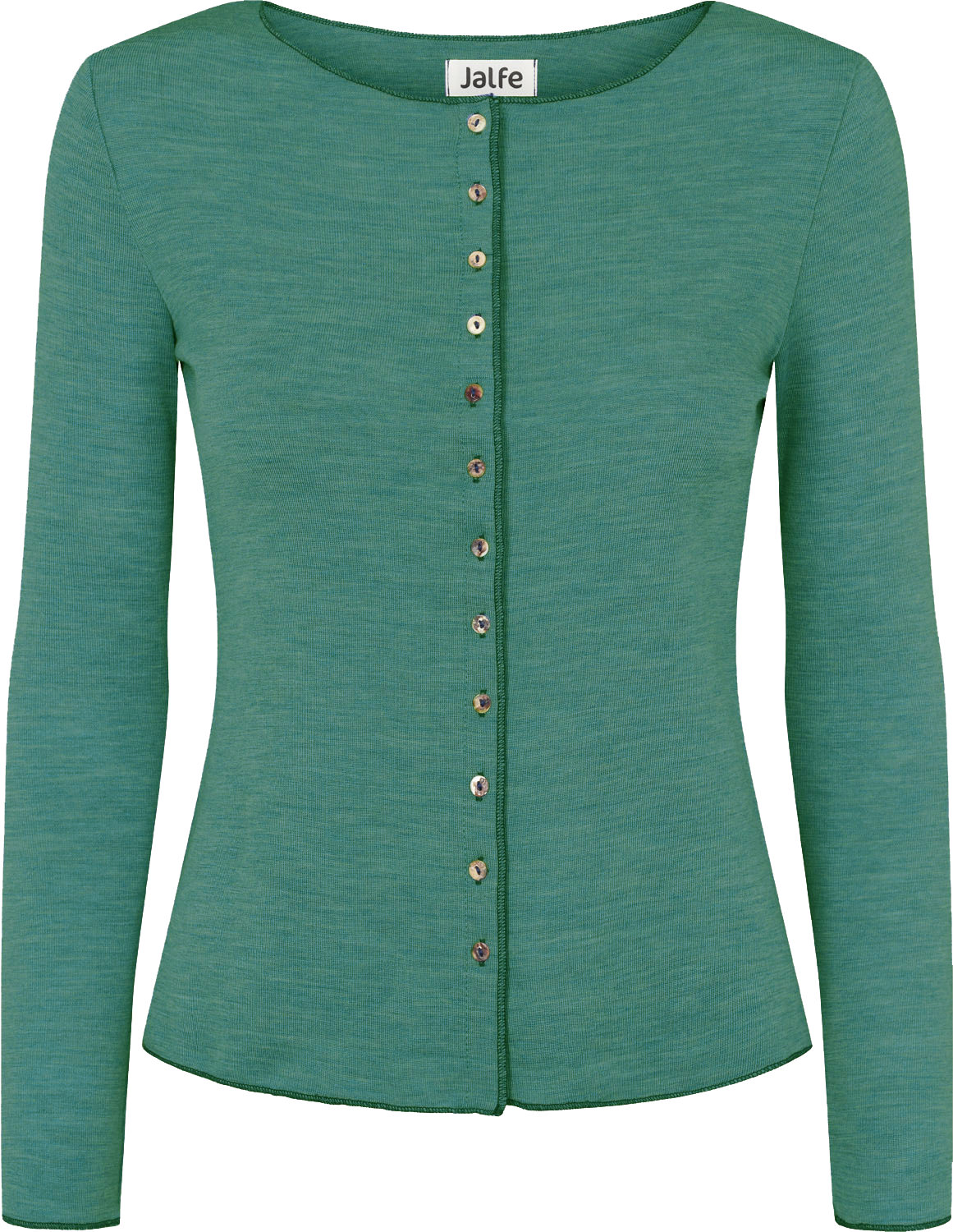 Wolle-Cardigan in Emerald mélange von Jalfe