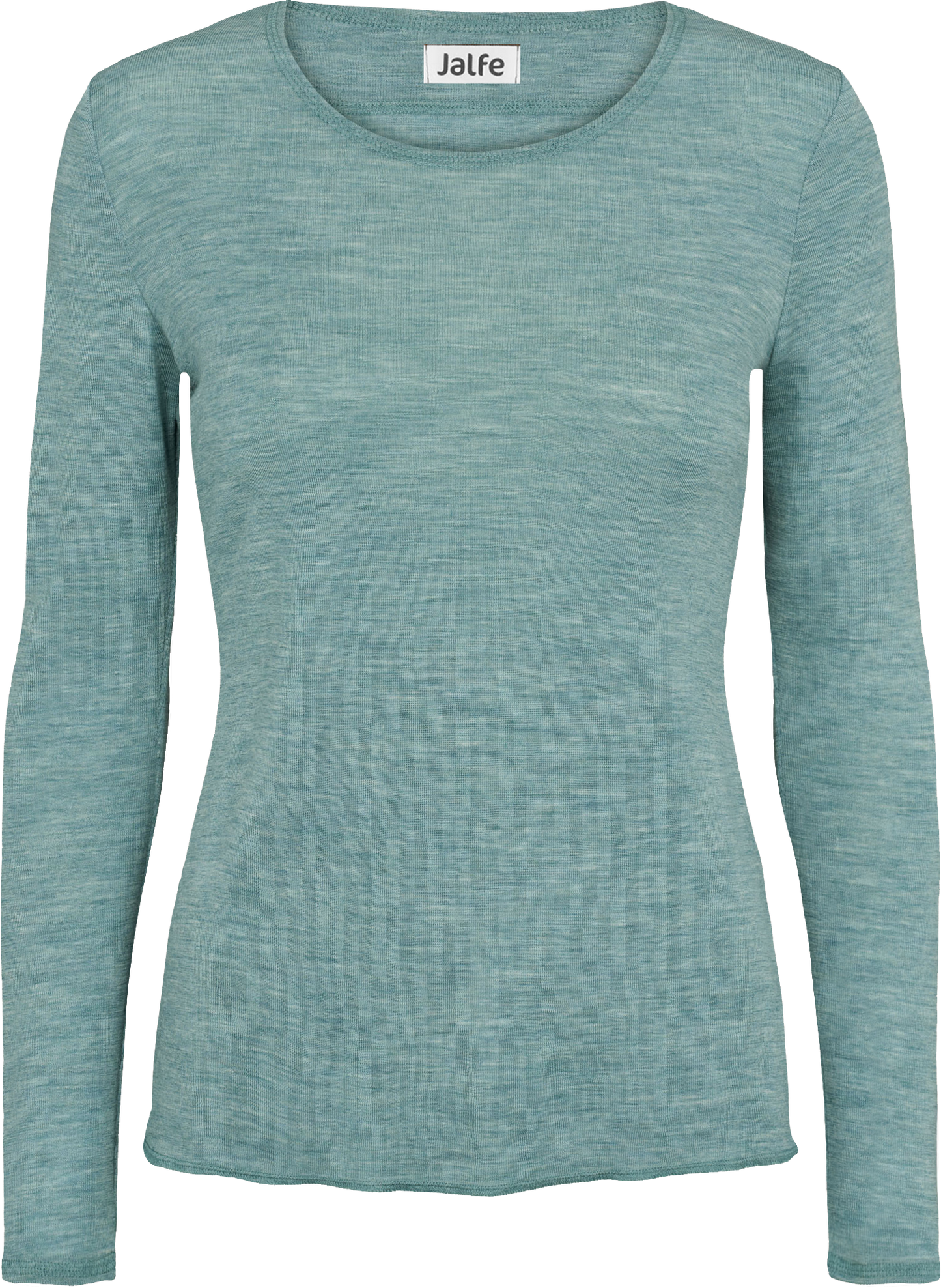 Wolle-Damenshirt Langarm in Aqua Melange