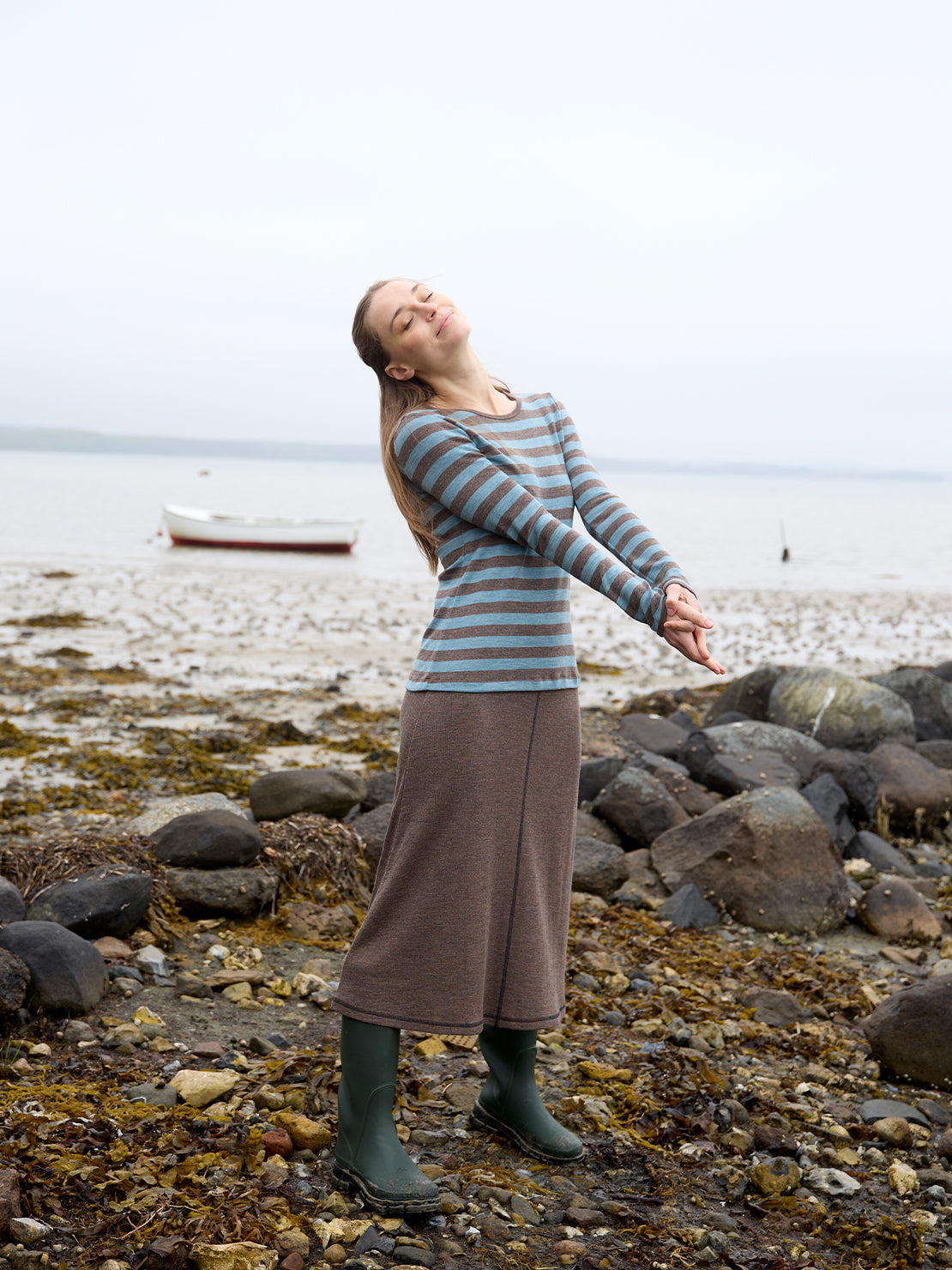 Wolle Wickel-Cardigan in Wood Melange