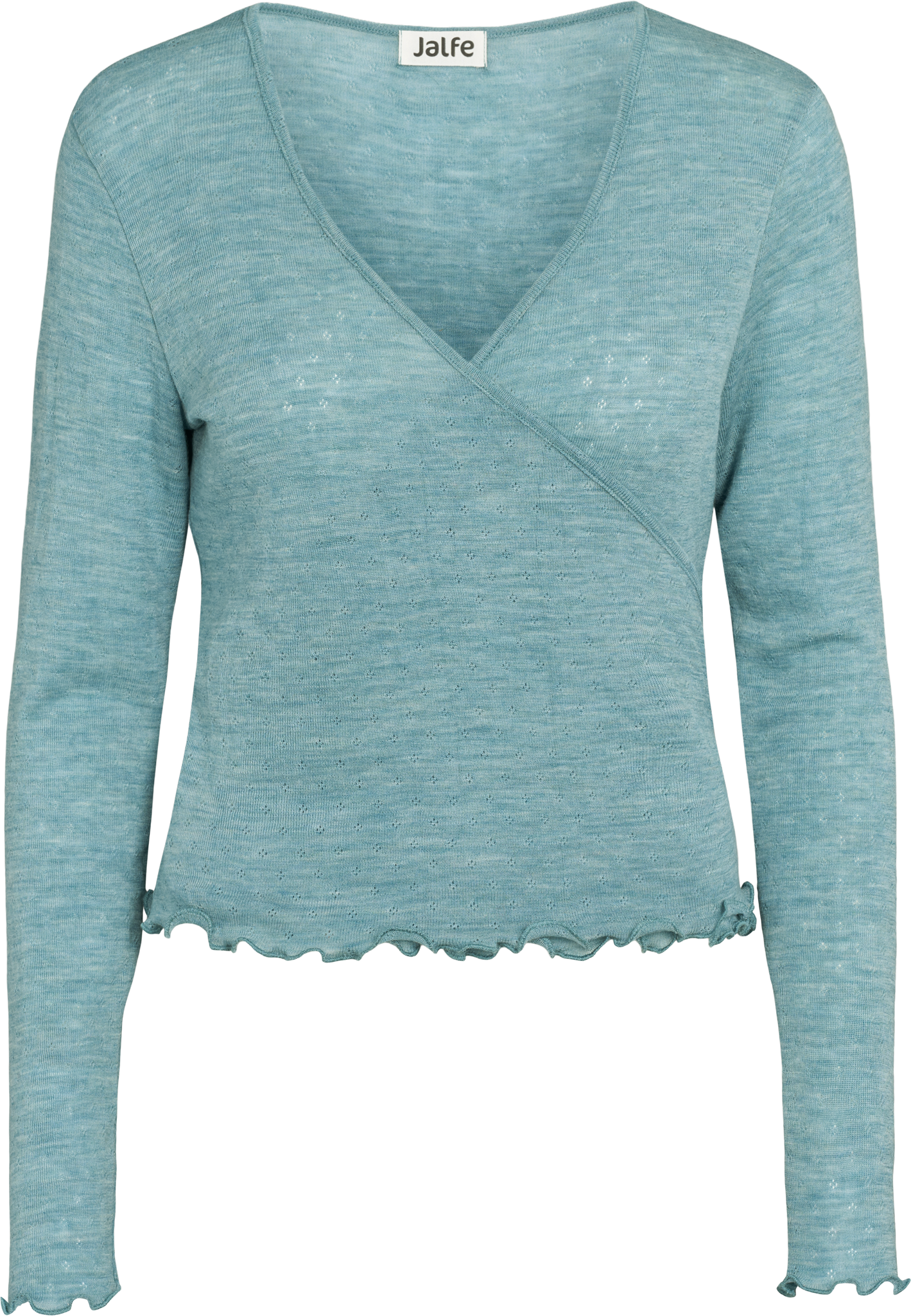 Wolle Wickel-Cardigan in Aqua mélange