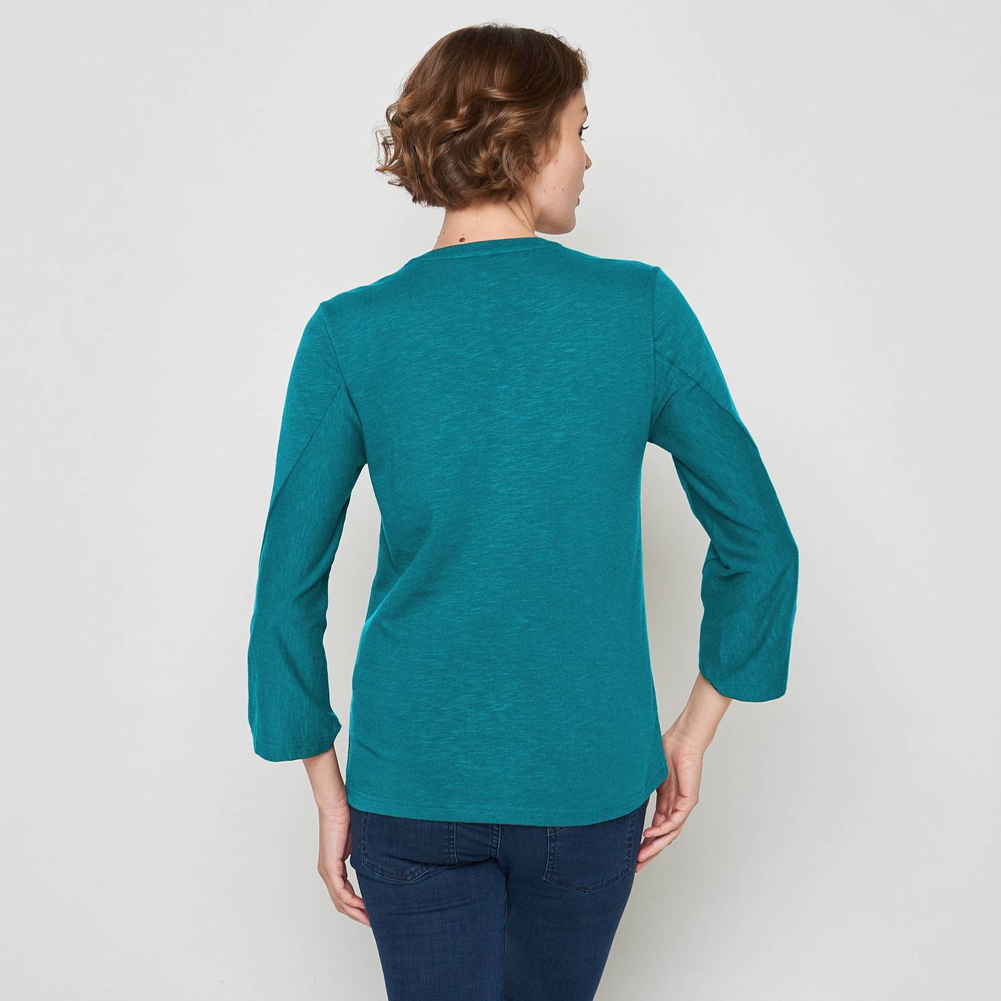 SALE -50%: Tolles Shirt in Türkis/Petrol aus Slub-Jersey von Tranquillo