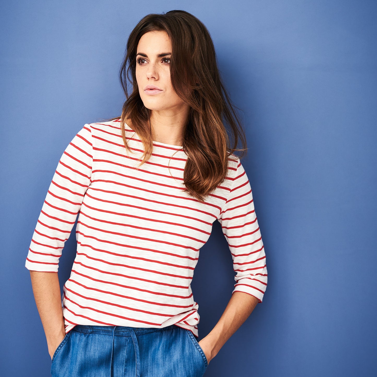 Damenshirt gestreift mit 3/4 Ärmel von Living Craft