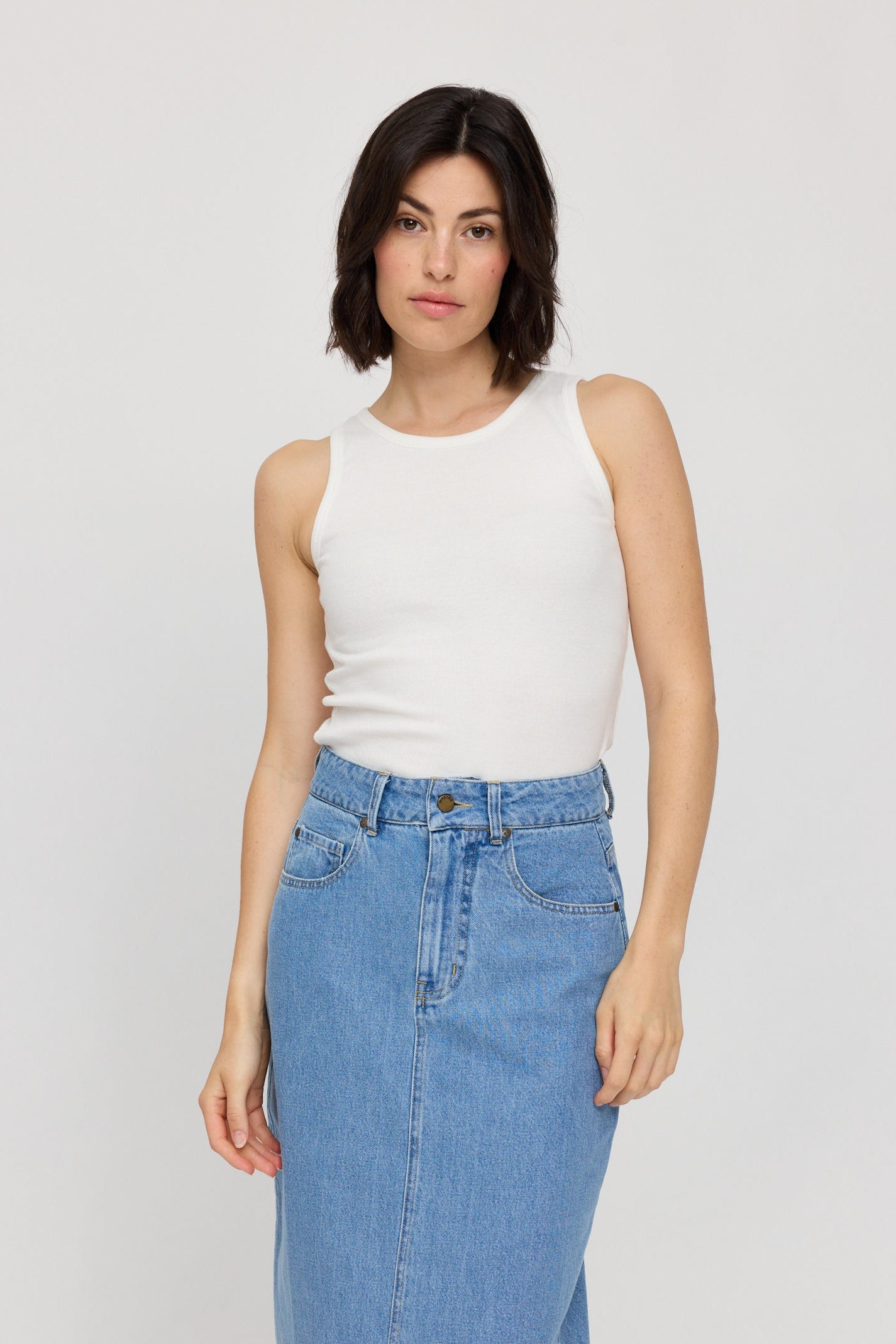 Ribbed Tank Top in offwhite von Mazine