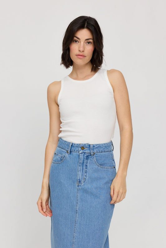 Ribbed Tank Top in offwhite von Mazine