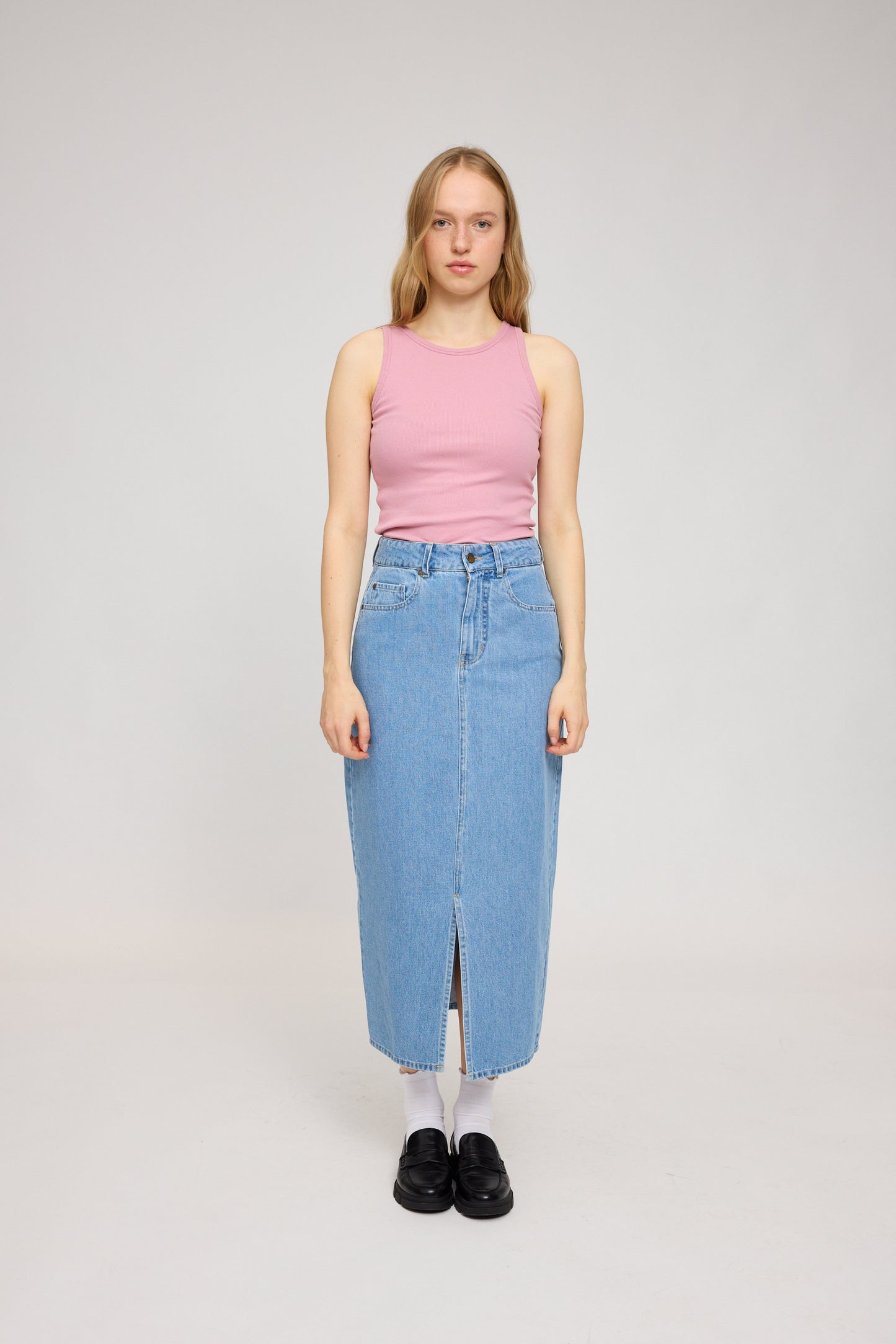 Ribbed Tank Top in Powder Rose von Mazine