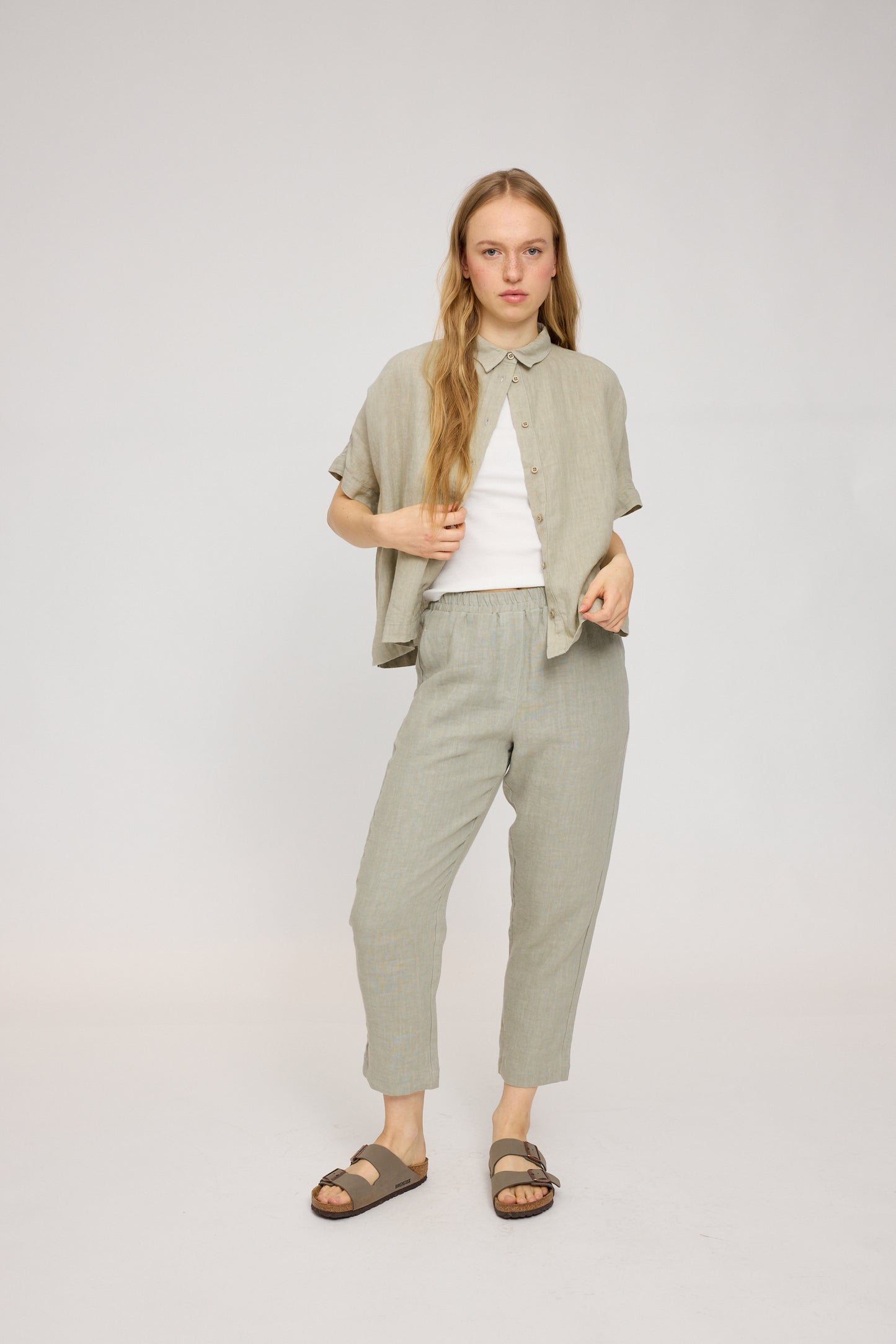 SALE: Leinenhose in seagrass von Mazine