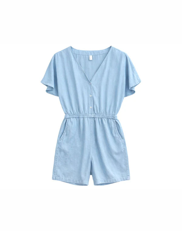 Kurz-Jumpsuit Tencel Denim light blue von Mazine