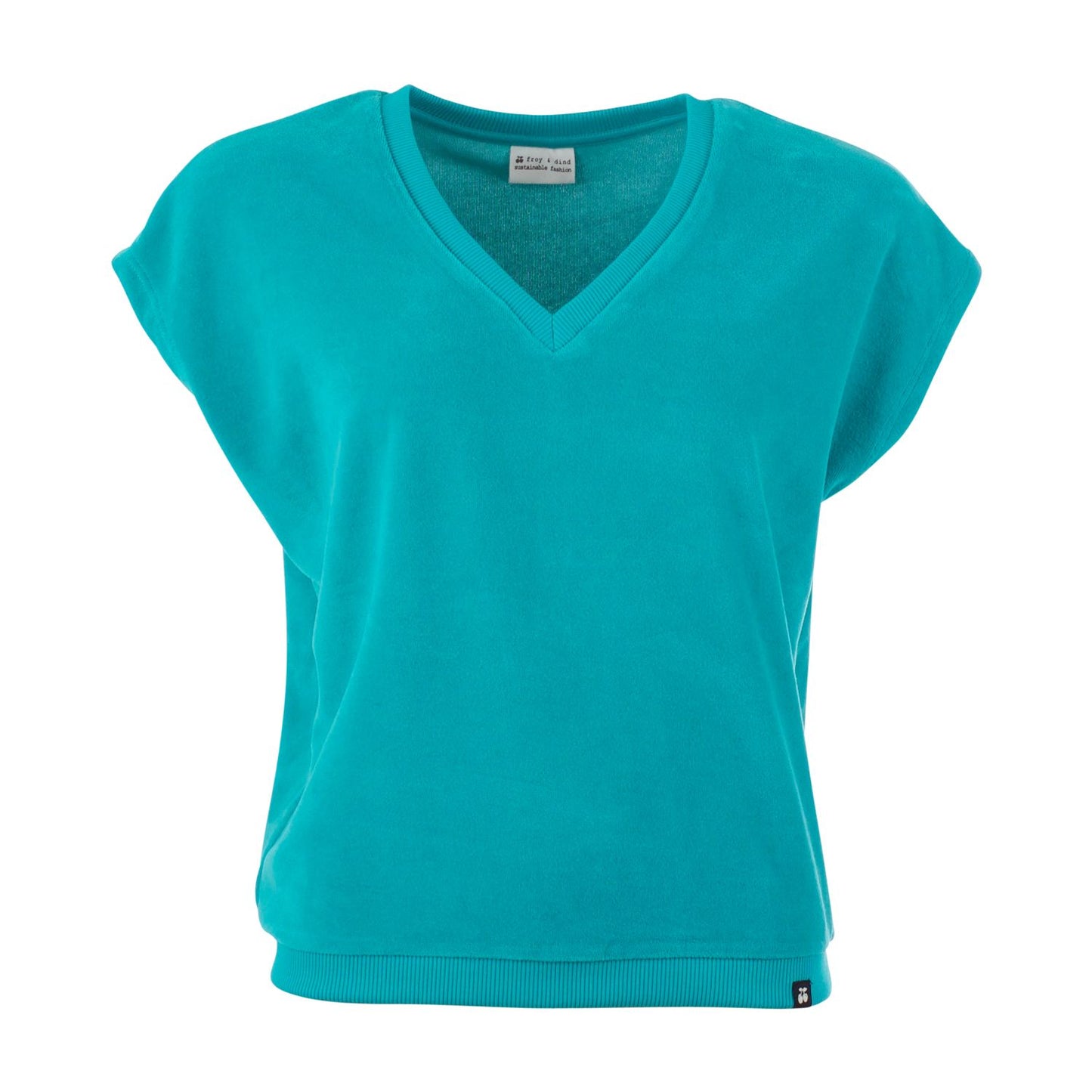 SALE: Velours-Shirt in Türkis V-Ausschnitt von Chills&Fever (Froy&Dind)