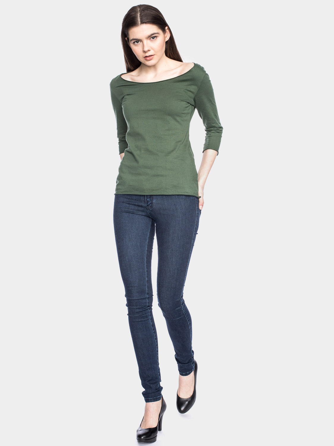 Damenshirt 3/4-Arm in Olive von ATO Berlin