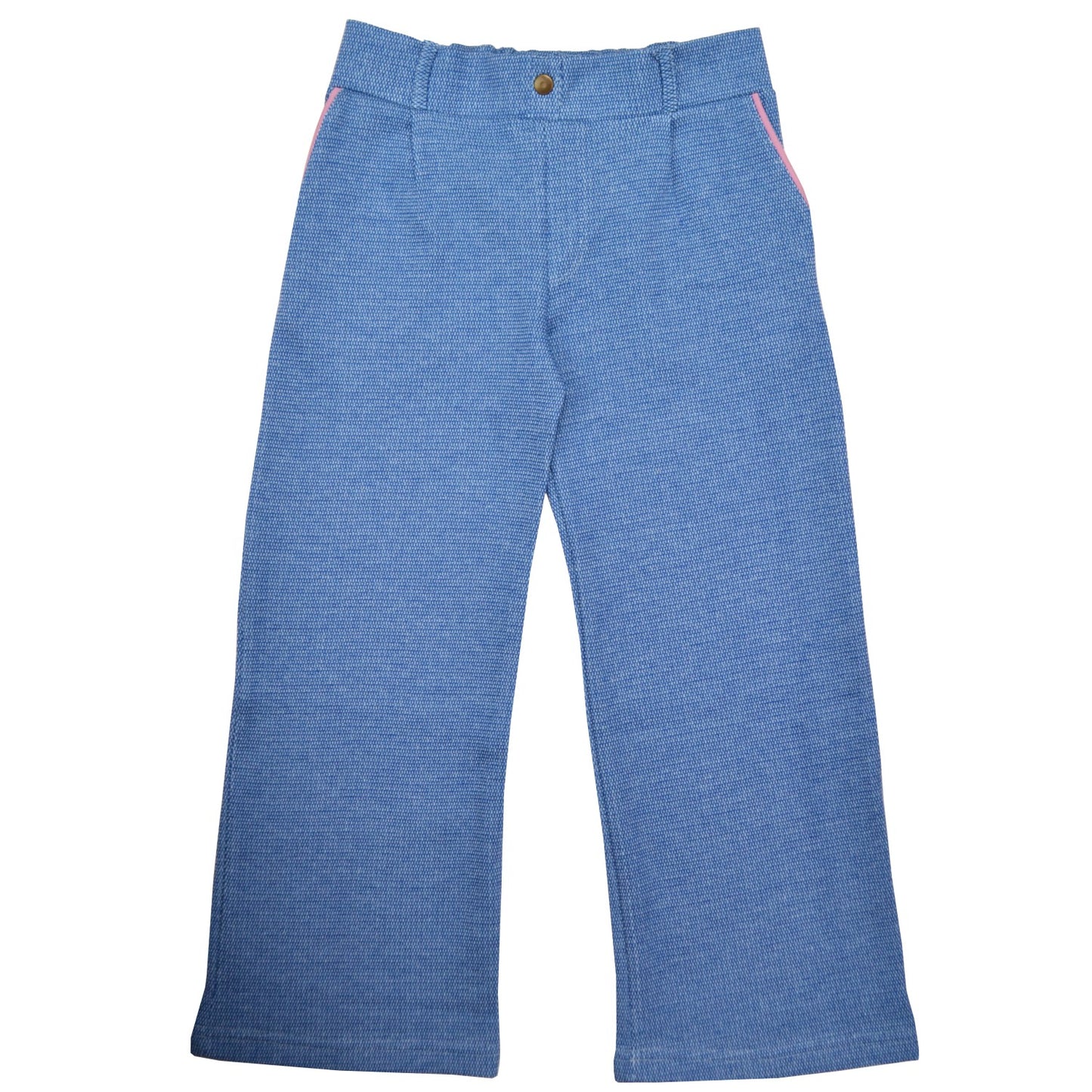 Hose in Jacquard in Jeansblau mit lila Einfassung von Baba