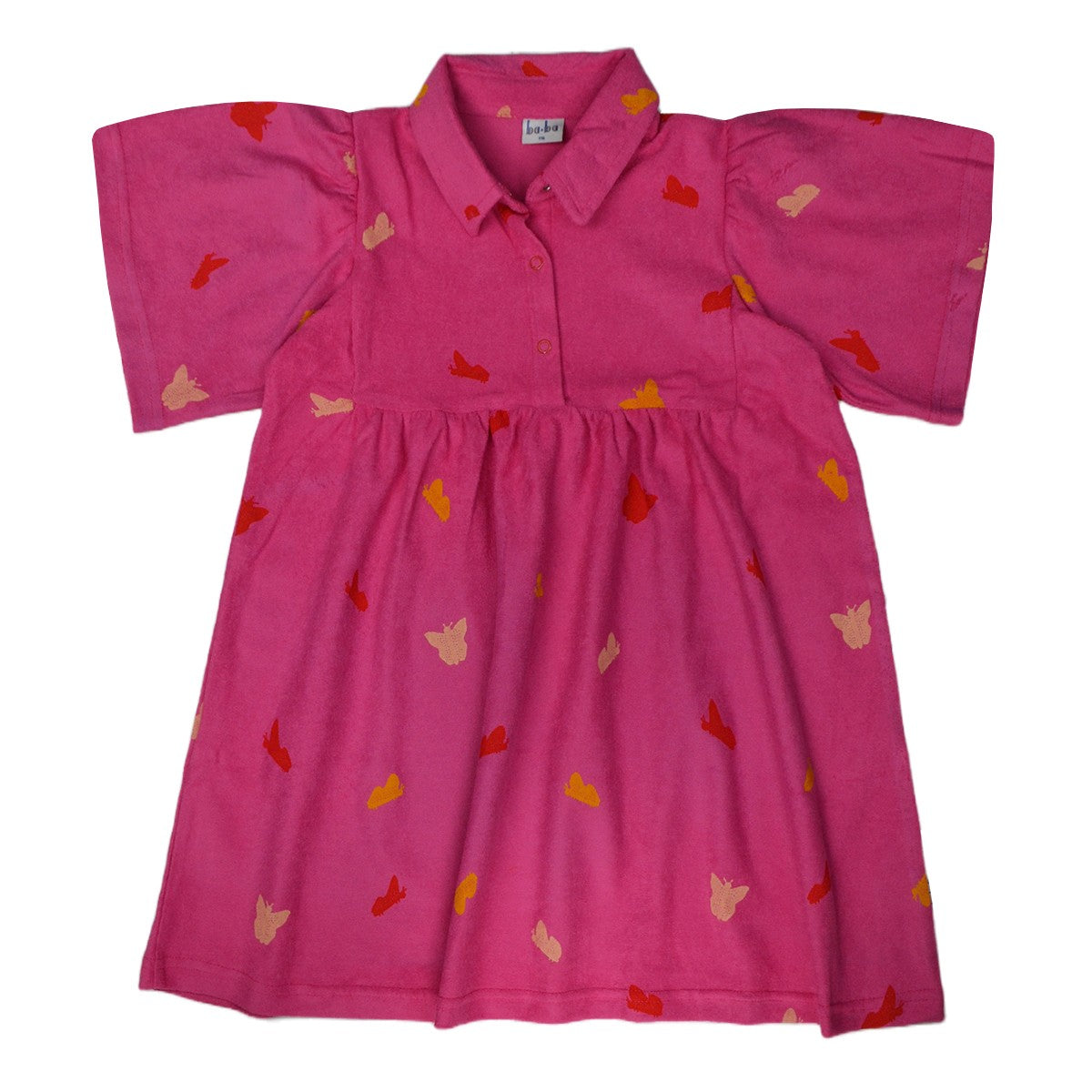 Frotée-Sommerkleid mit Schmetterlingen auf Rosa von Baba
