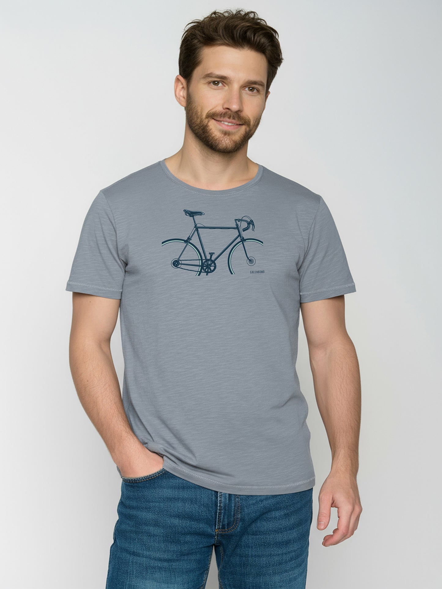 T-shirt Bike Crop in Sea Smoke von Greenbomb