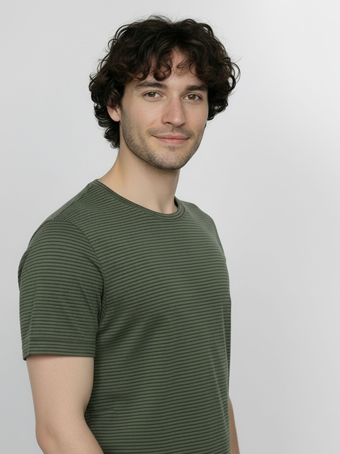 T-shirt gestreift Anthrazit/Olive von Greenbomb