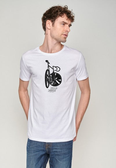SALE: T-shirt Bike Road Junkie auf Weiss von Greenbomb