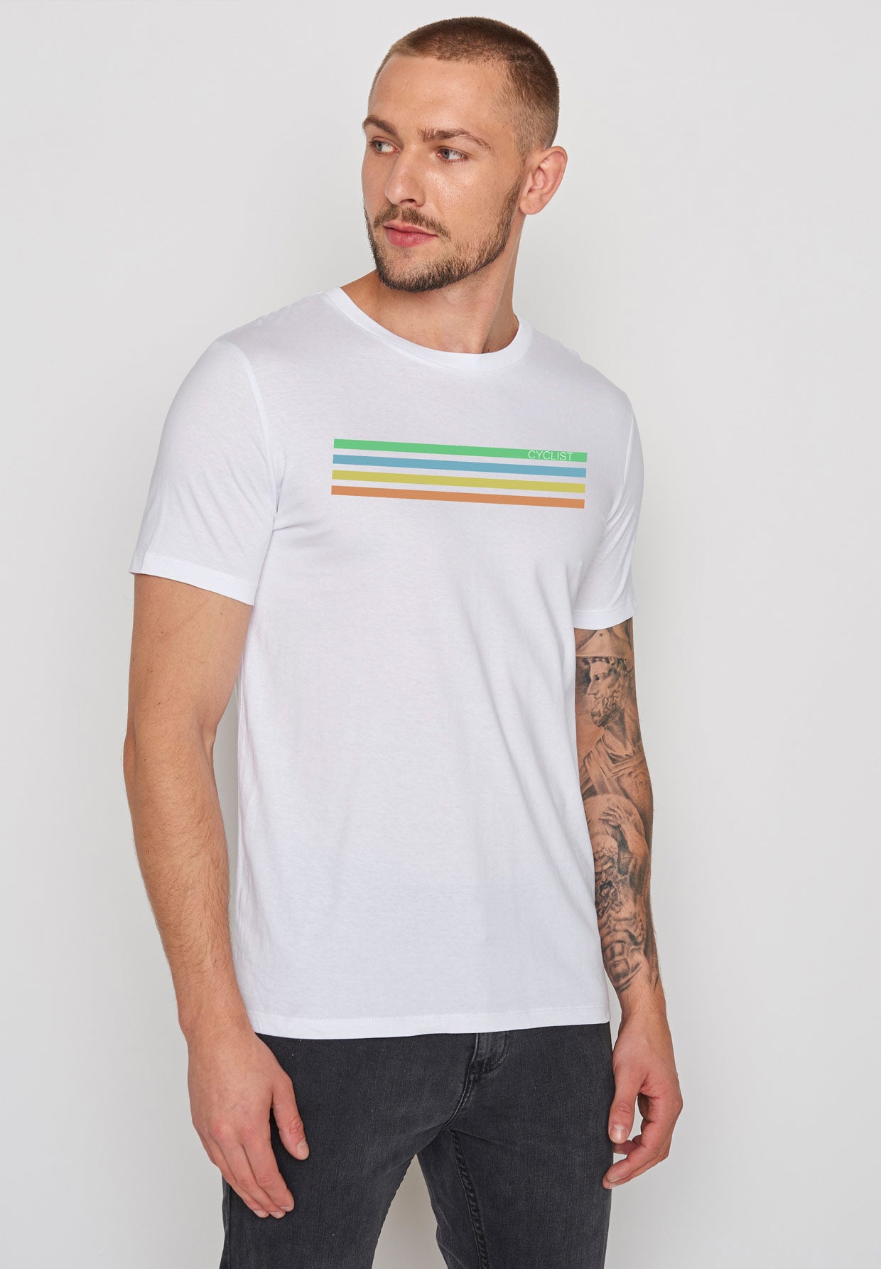 SALE: T-shirt Cyclist auf Weiss von Greenbomb
