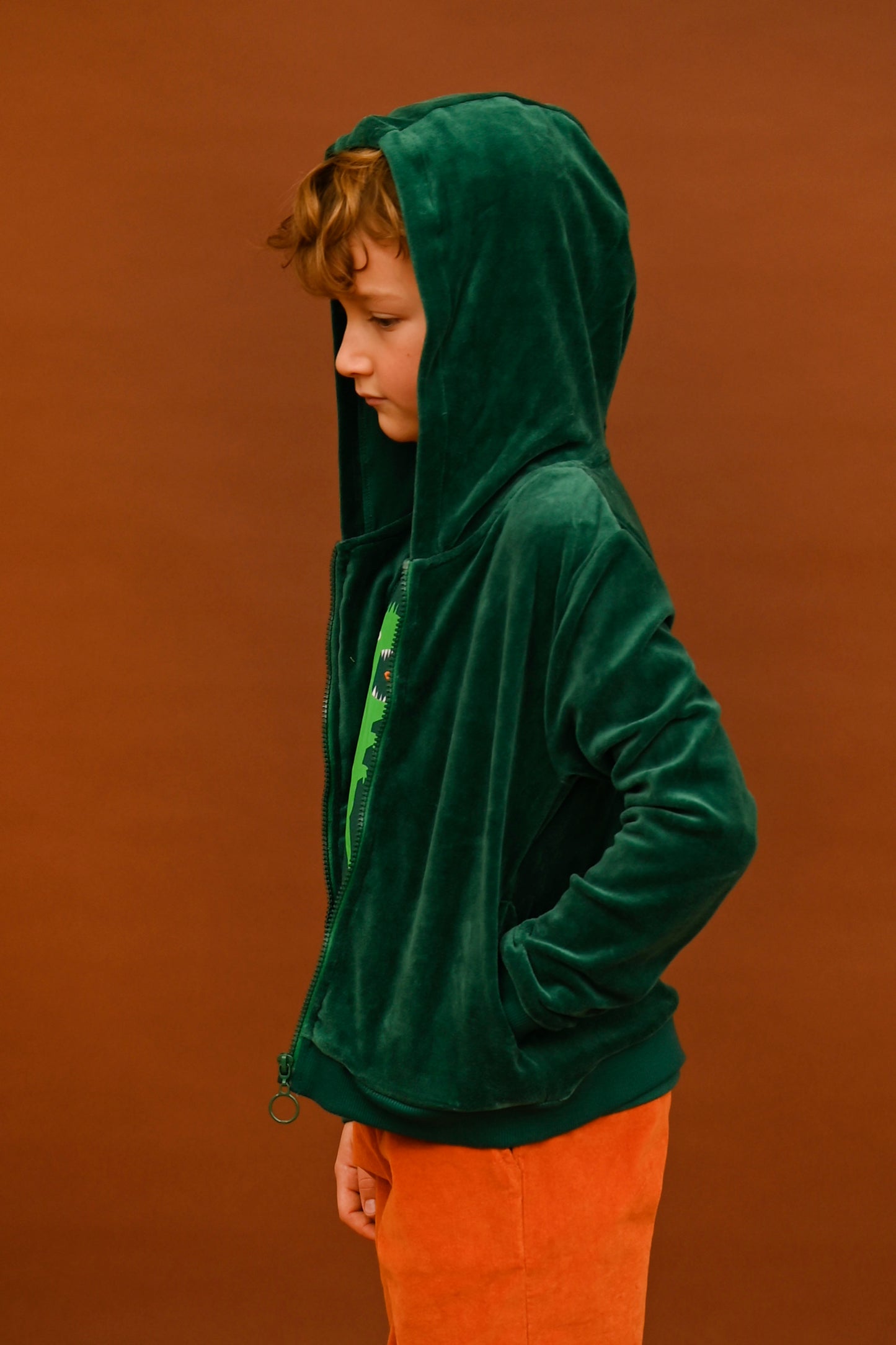 Kapuzenjacke Velours in Petrol von Lily Balou
