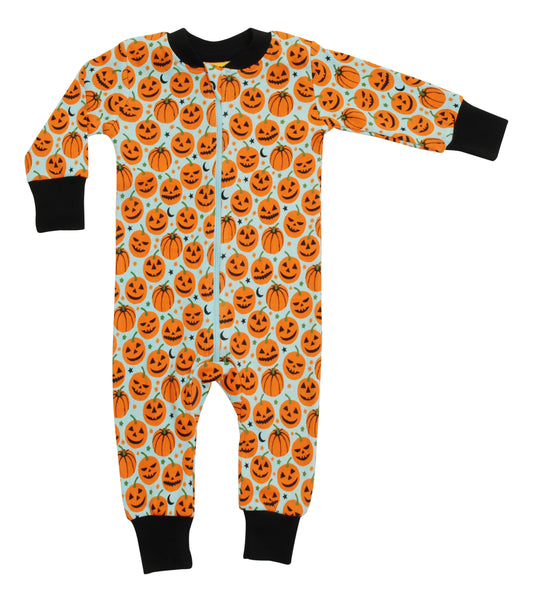 Einteiler-Pyjama mit Kürbis auf Blau von DUNS