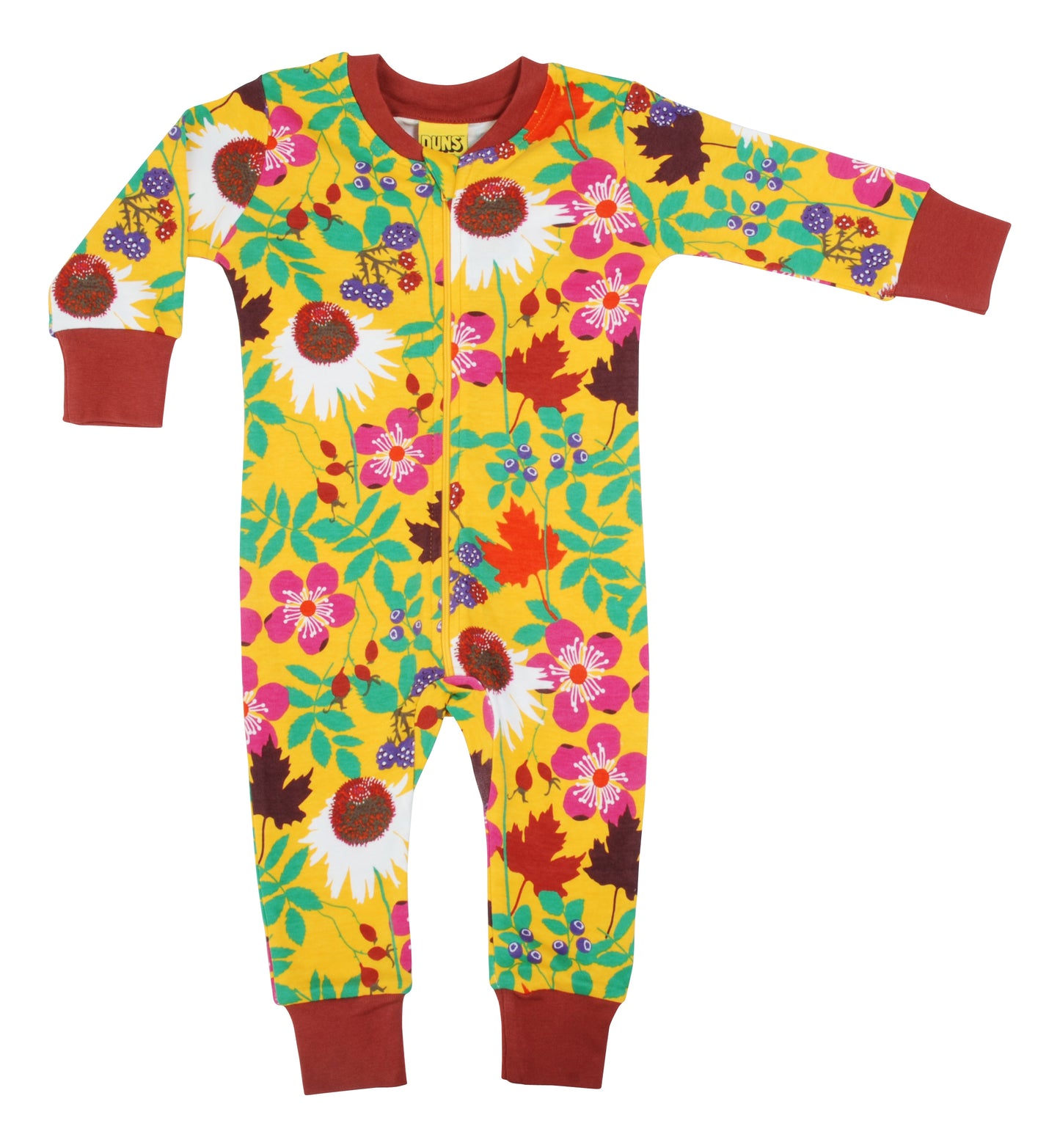 Einteiler-Pyjama Blumen auf Gelb von DUNS
