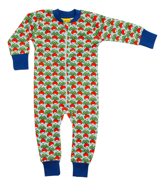 Einteiler-Pyjama mit Radiesli auf Blau von DUNS