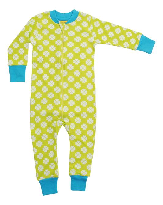 Einteiler-Pyjama mit Klee auf Hellgrün von DUNS (bis Grösse 140)