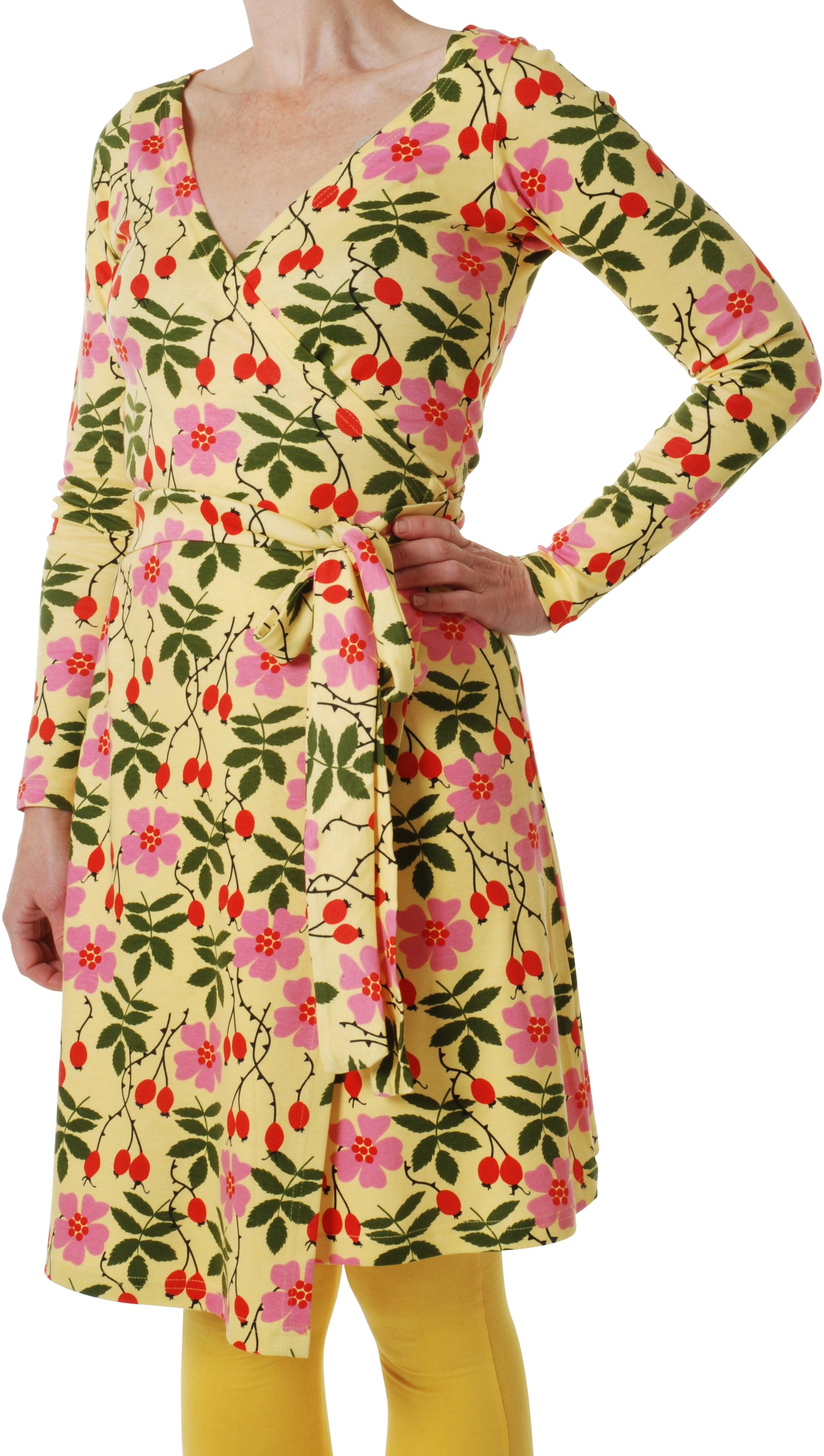 SALE -50%: Wickelkleid für Damen mit Heckenrosen von DUNS