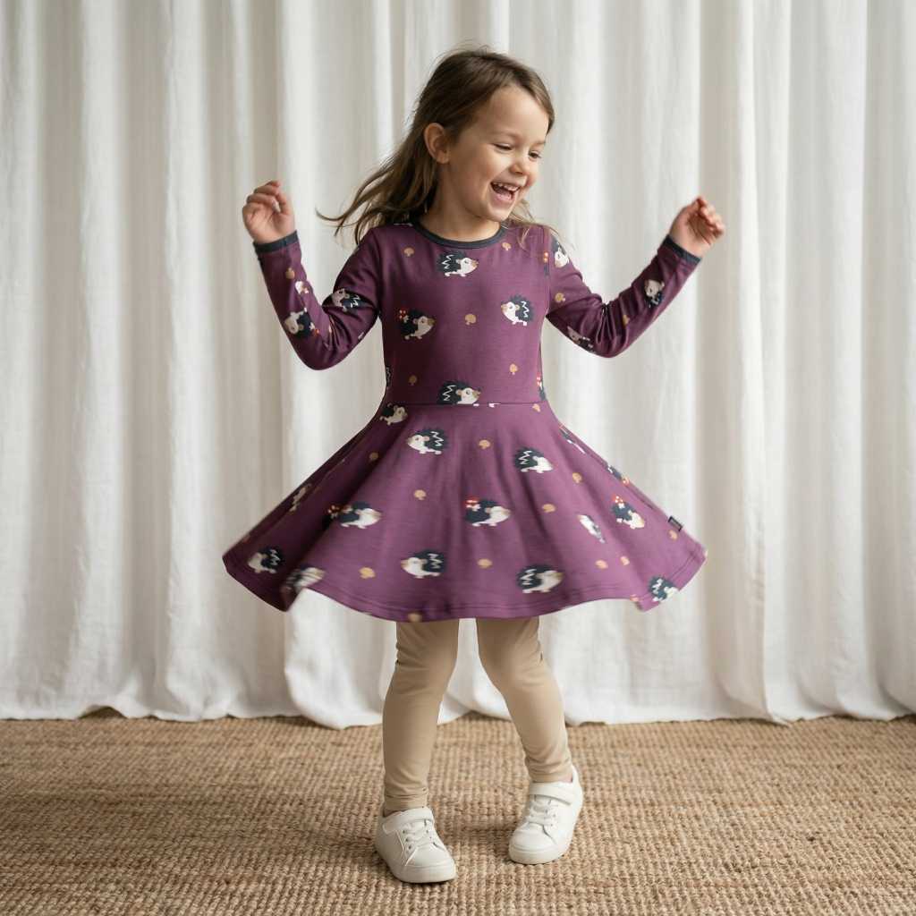 Kleid Langarm mit Igel von Maxomorra