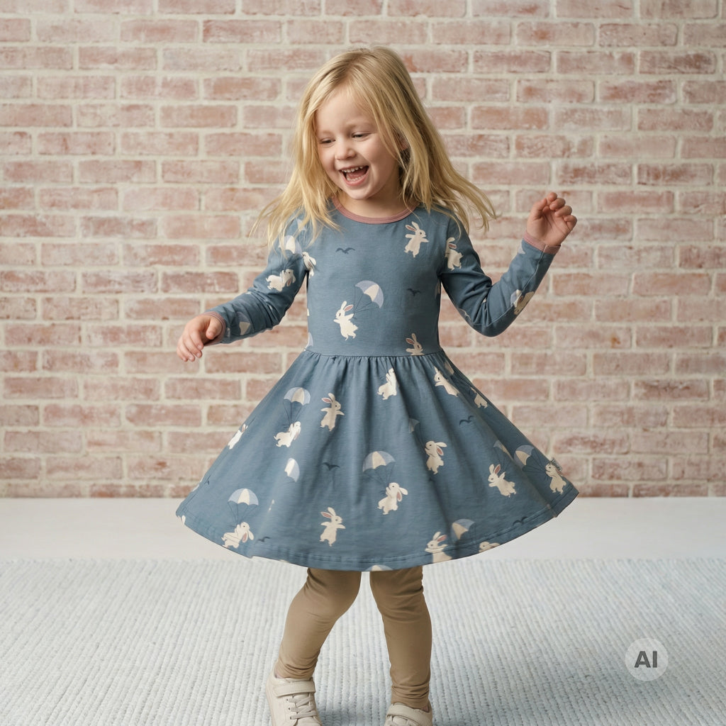 Kleid Langarm mit Häsli von Maxomorra