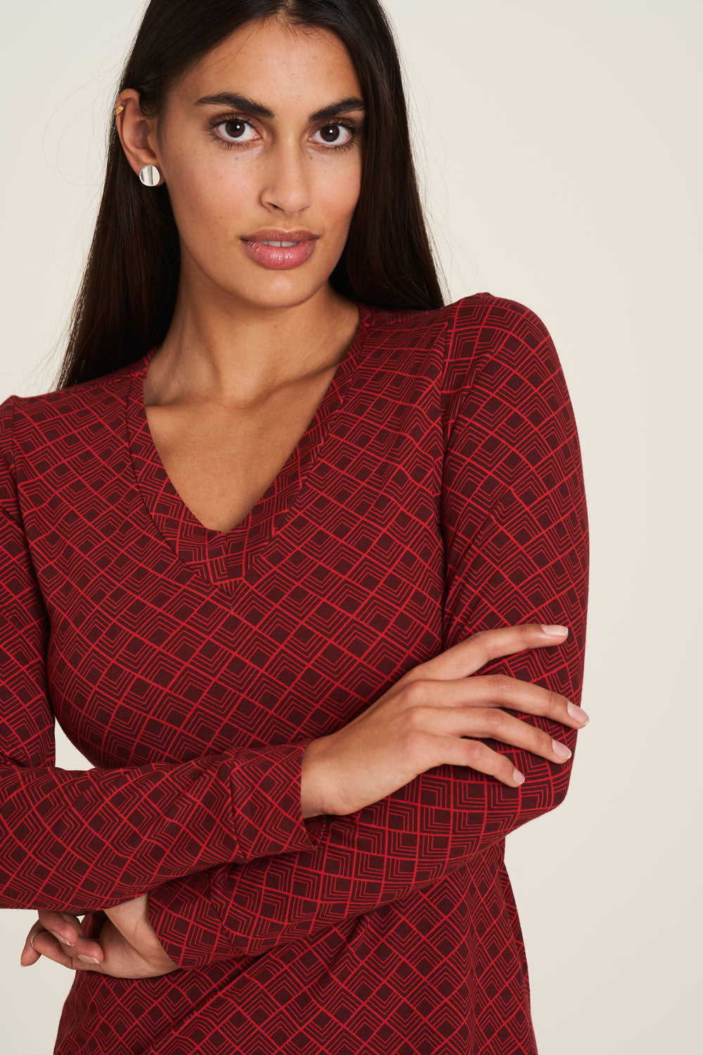 SALE: Kleid geometrisch gemustert in Rot von Tranquillo