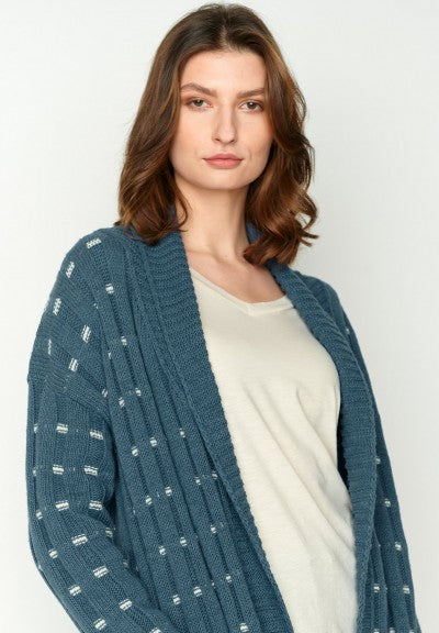 SALE -50%: Langer Cardigan in Teal von Greenbomb