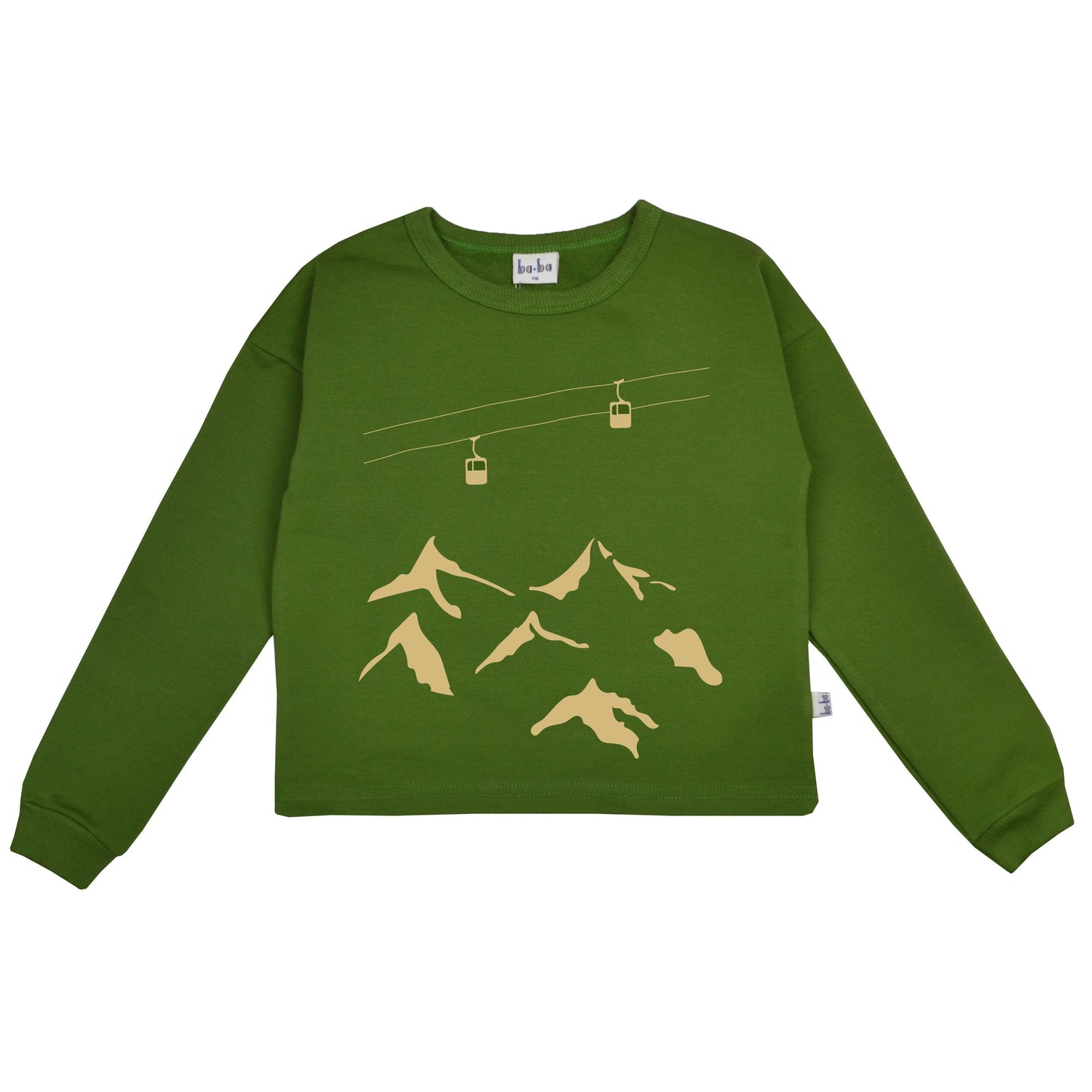 Langarm-Shirt mit Bergen und Gondeln in Grün von Baba
