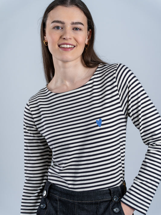 Langarm-Shirt gestreift Schwarz/Weiss von Mademoiselle Yéyé