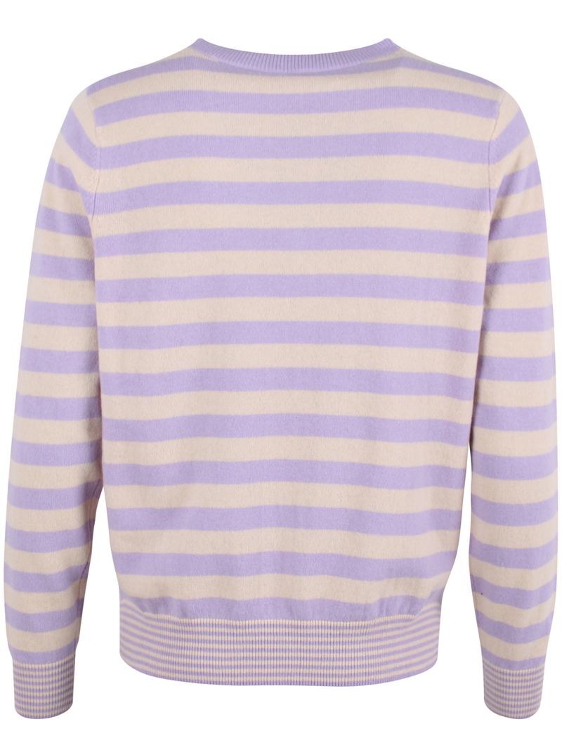 Woll-Pullover gestreift in Ice Lilac/Light Beige von Danefae
