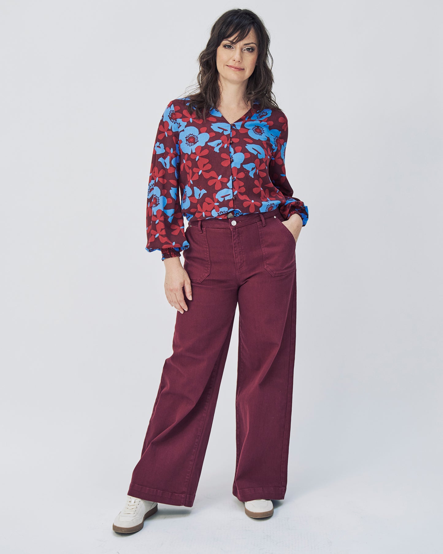 Jeans-Hose mit weitem Bein in Port von Mademoiselle Yéyé
