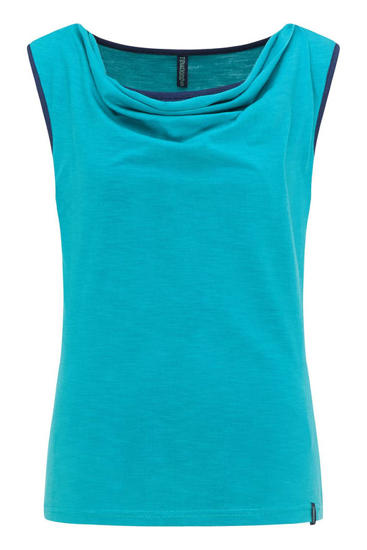 SALE: Duofarben-Shirt mit Wasserfallkragen in türkis/dunkelbla von Tranquillo
