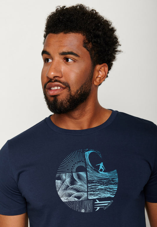 T-shirt Nature Waves Blau von Greenbomb