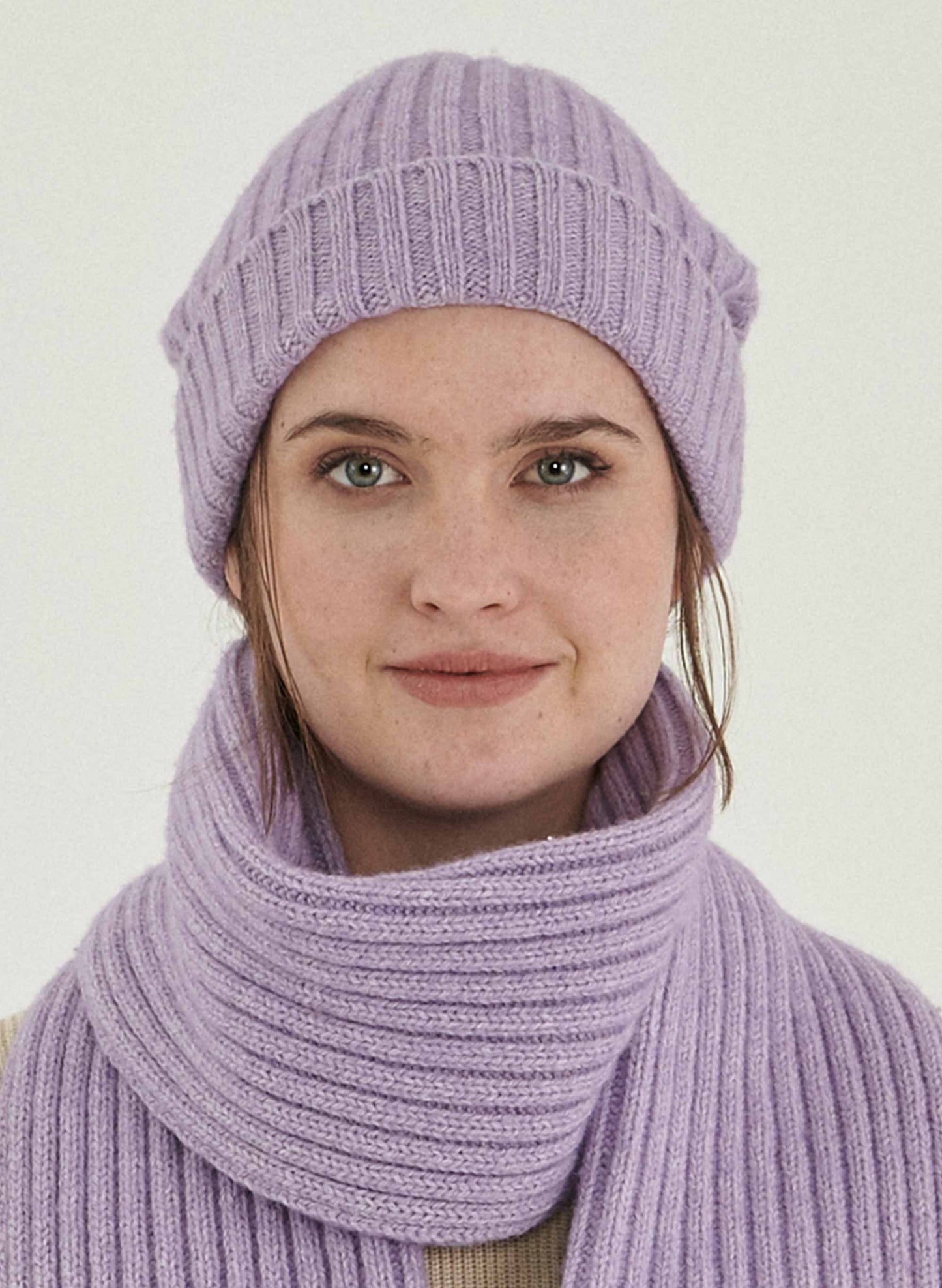 SALE -50% Woll-Pullover gestrickt in Grau/Violet/Blau von Organication