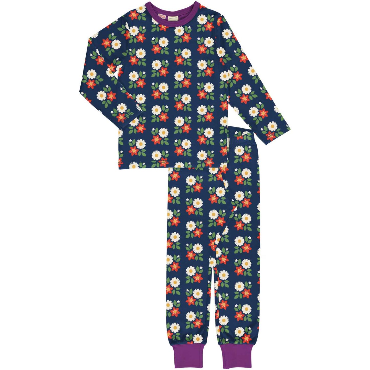 Pyjama 2-teiler mit Blumen auf Dunkelblau von Maxomorra