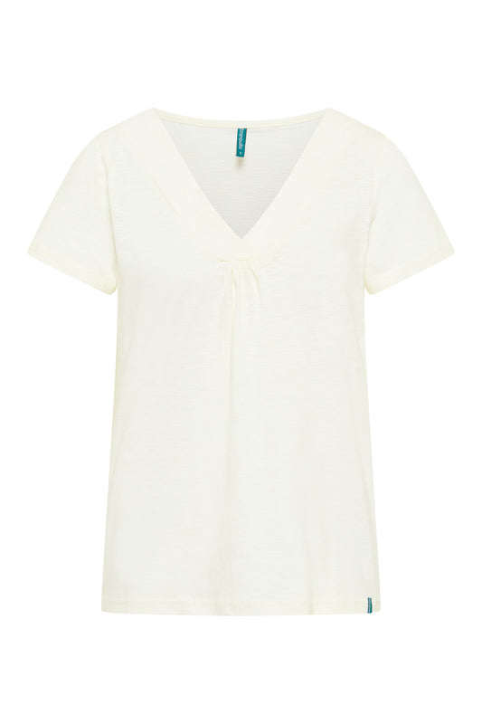 SALE: T-shirt V-Ausschnitt uni Crèmeweiss von Tranquillo