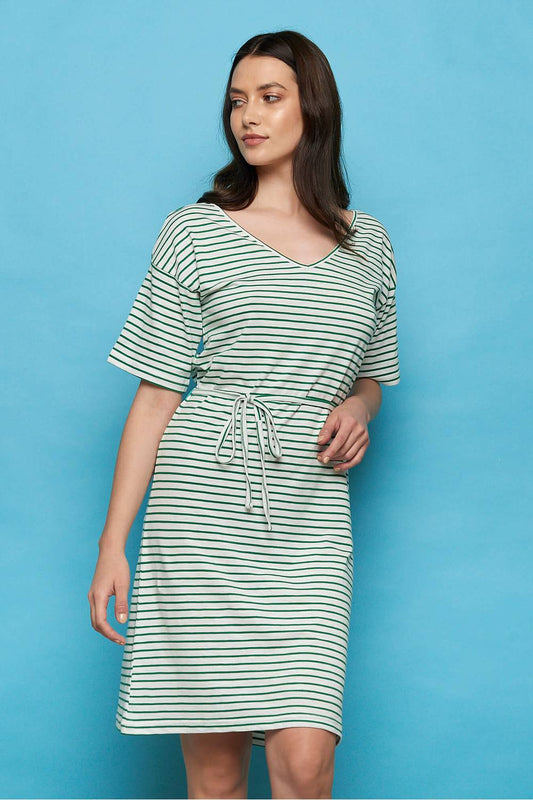 SALE -50%: Sommer-Kleid gestrift weiss-grün von Tranquillo