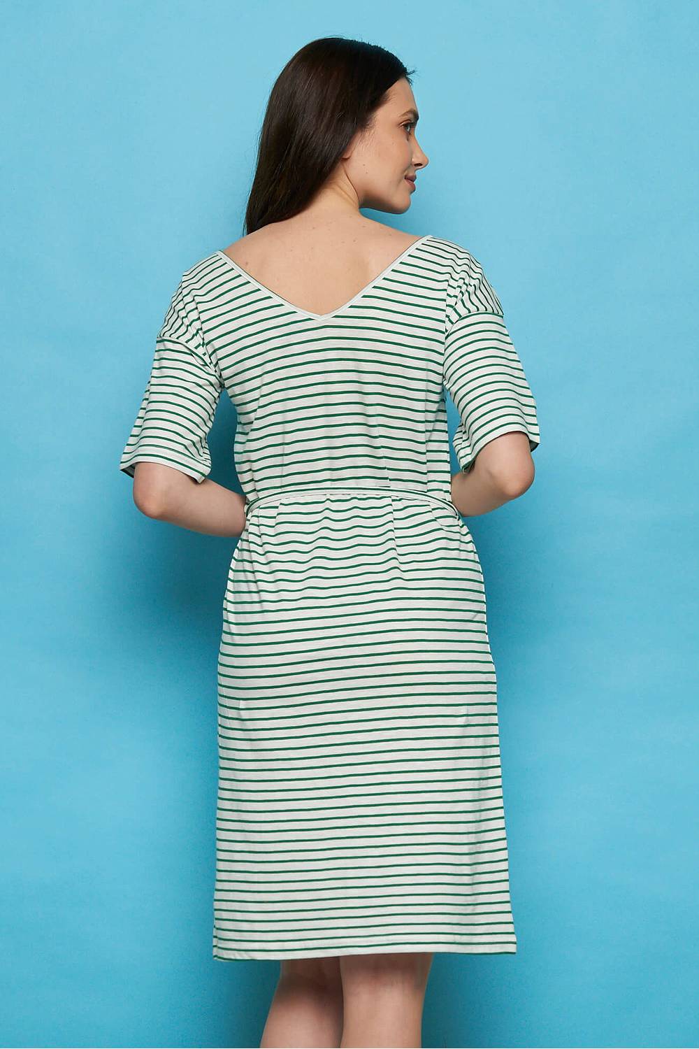 SALE -50%: Sommer-Kleid gestrift weiss-grün von Tranquillo
