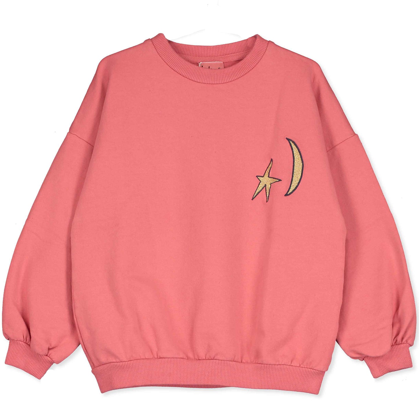 Sweatshirt mit Mond und Stern auf Koralle