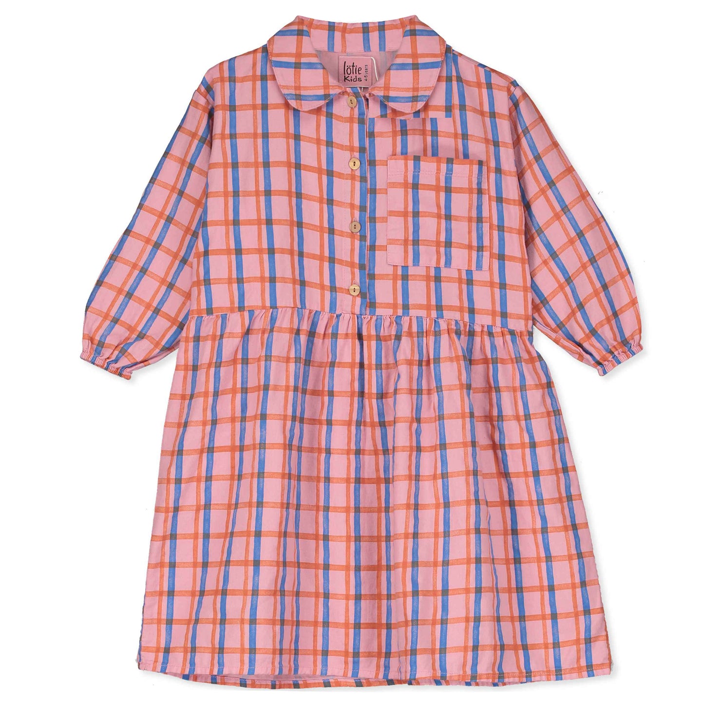 Blusenkleid mit Rastermuster auf Rosa von Lötiekids