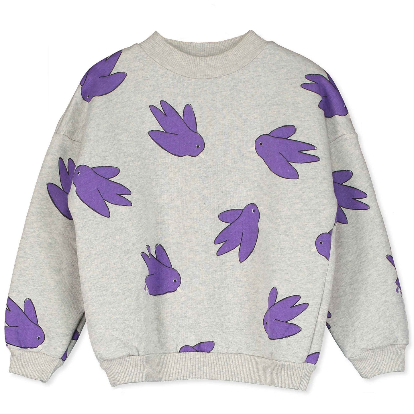 Sweatshirt Hellgrau mit violetten Vögel von Lötiekids