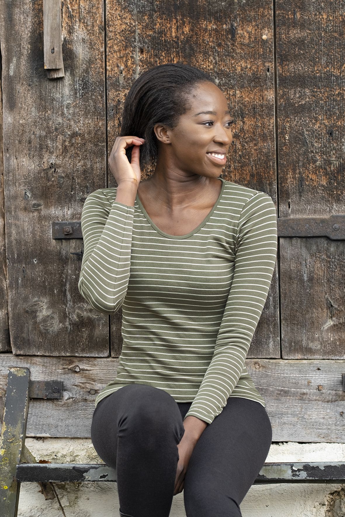Wolle/Seide Langarm-Shirt für Damen in Olive von Engel Naturtextilien