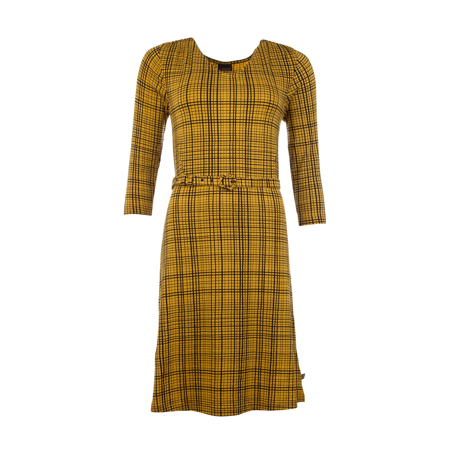SALE -50%: Damenkleid Linien Schwarz auf Mustard von Chills&Fever (Froy&Dind)