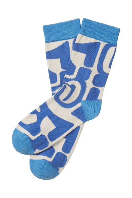 Socken abstrakt offwhite/blau