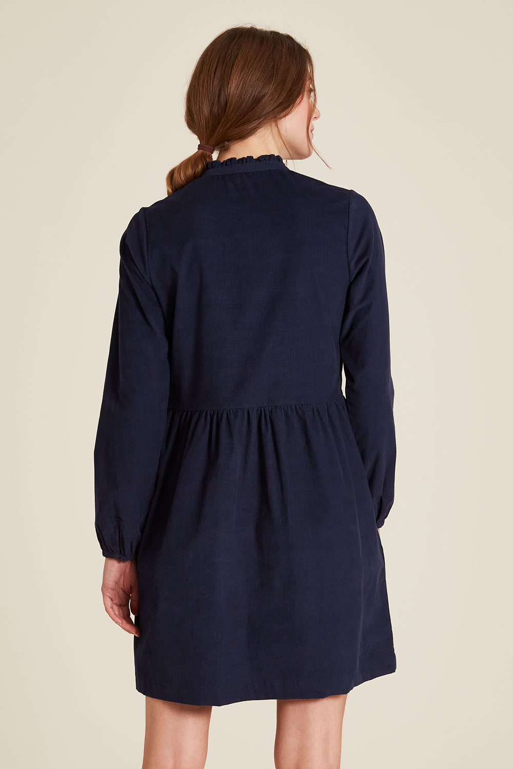 Blusenkleid aus Cord in Dunkelblau von Tranquillo