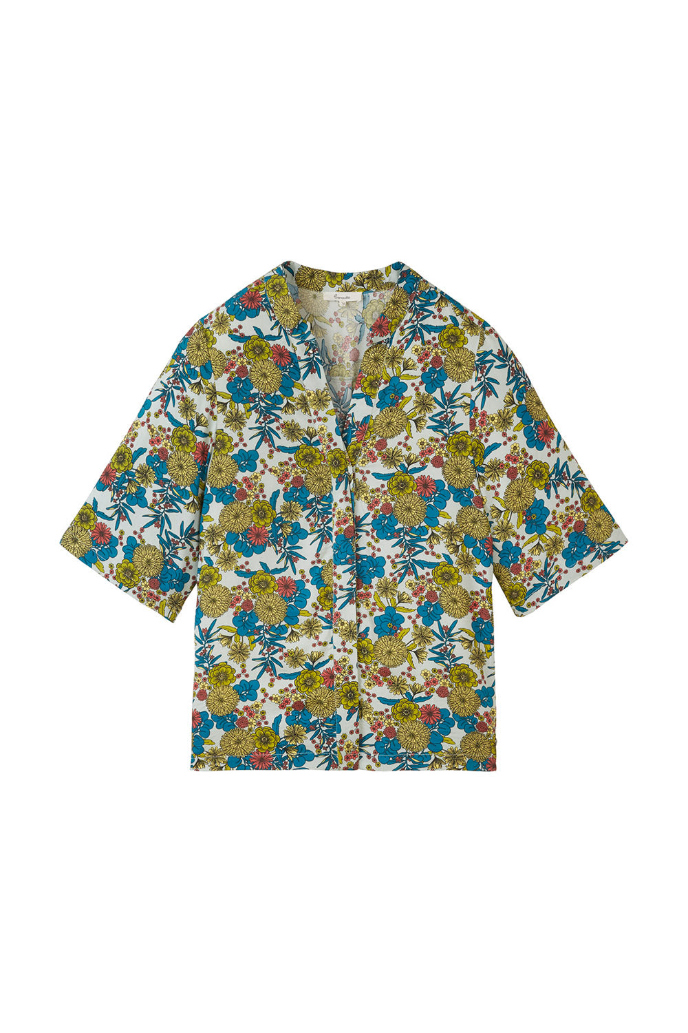 Kurzarm-Bluse mit Blumenmuster von Tranquillo