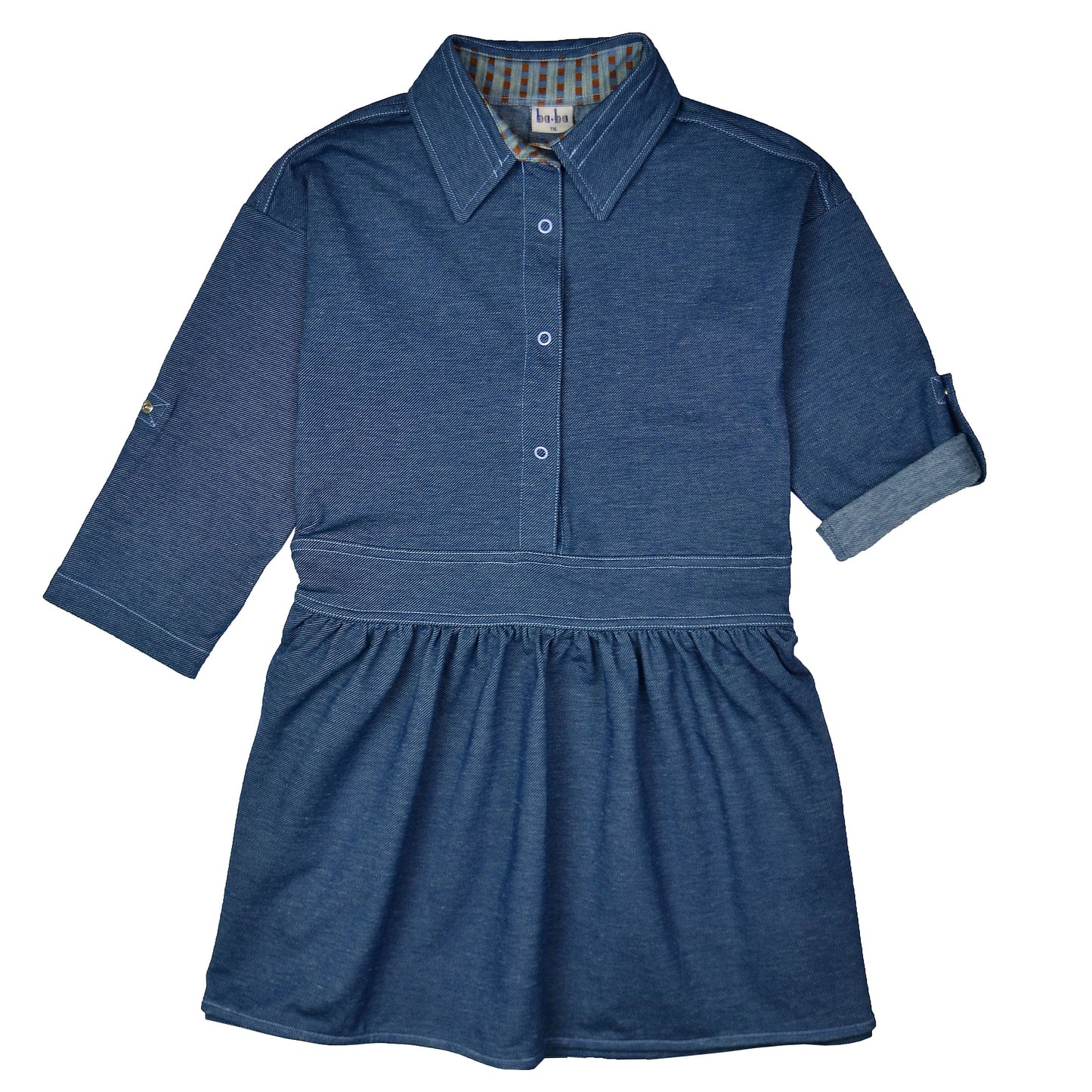 Jacquard-Kleid in uni Blau (Denimlook) von Baba