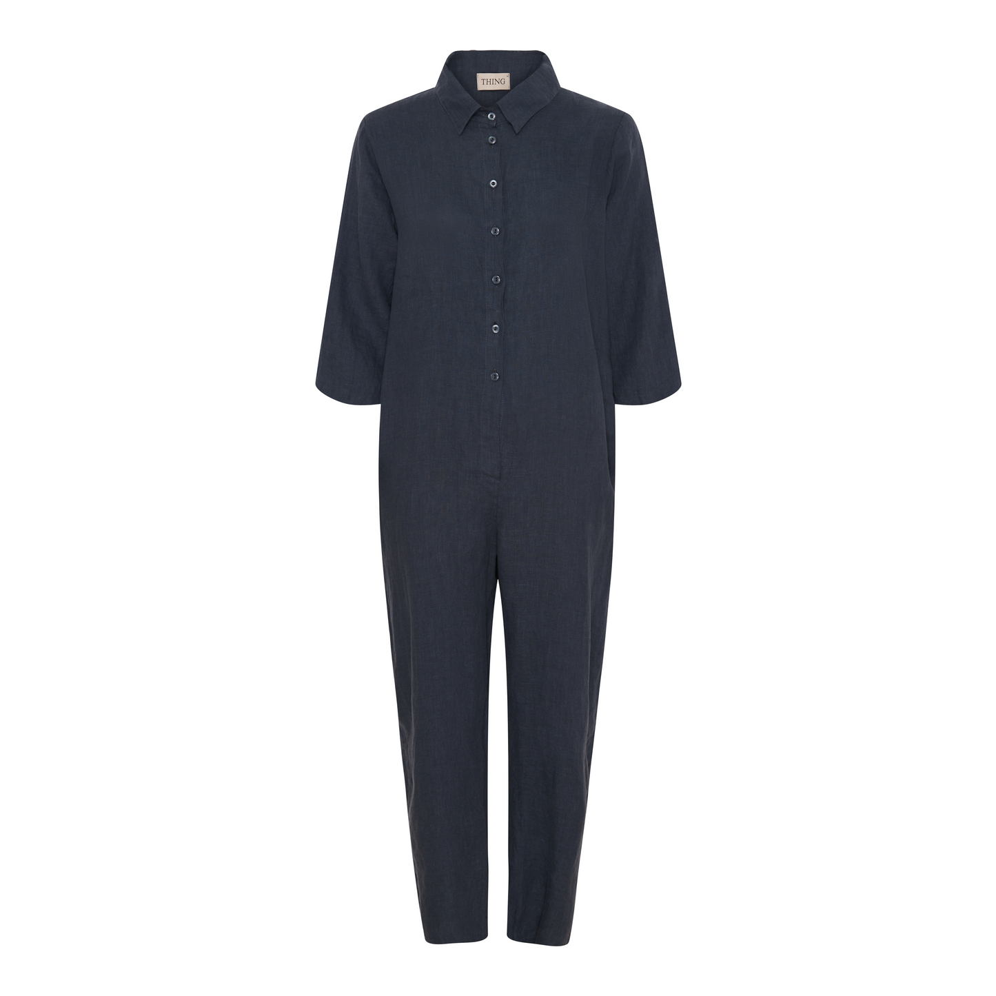 SALE: Leinen-Jumpsuit in Dunkelblau von Thing